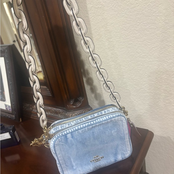 Coach Denim Blue Crossbody Bag with Pink Tag - Picture 4 of 9
